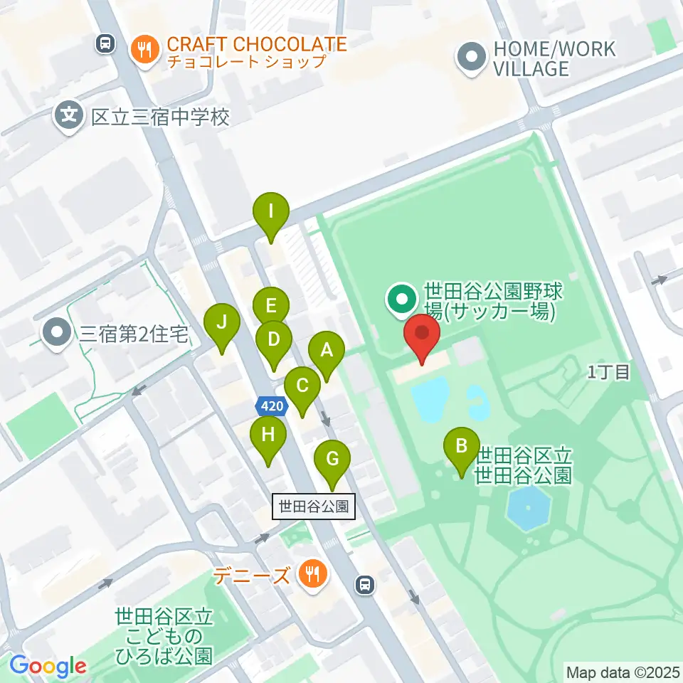 せたがや未来の平和館周辺のファミレス・ファーストフード一覧地図
