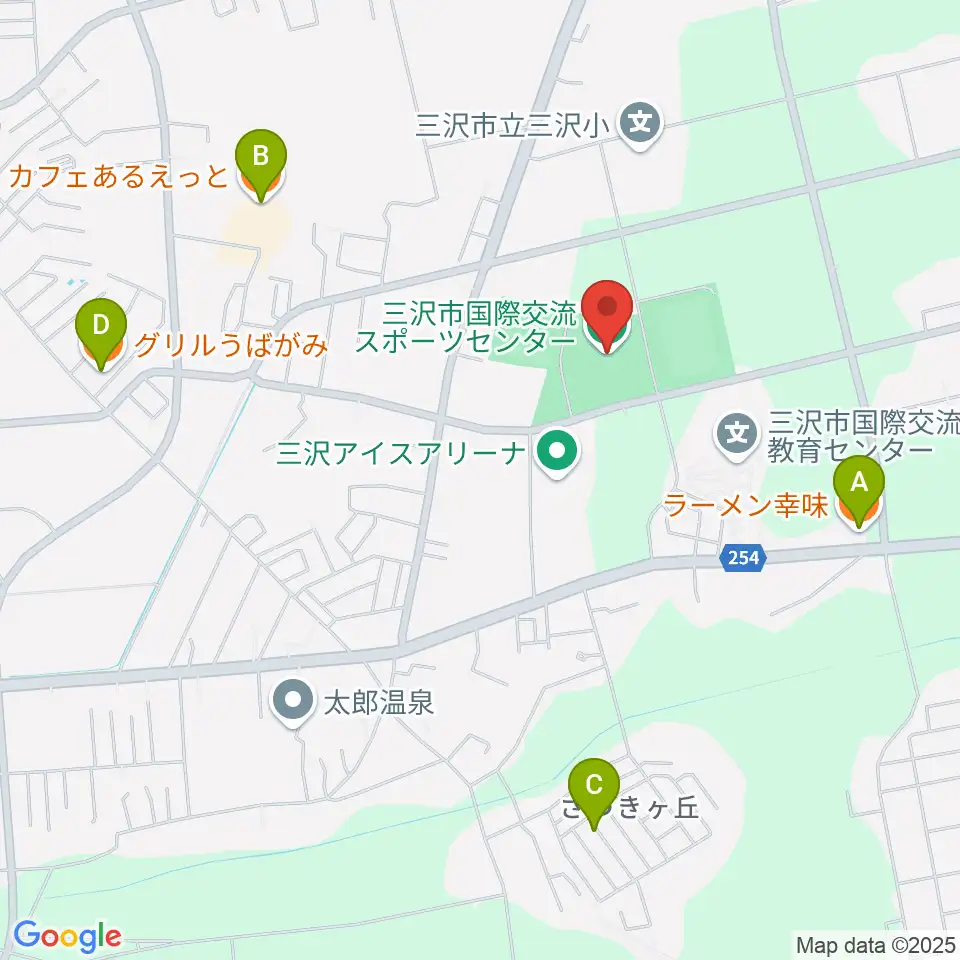 三沢市国際交流スポーツセンター周辺のファミレス・ファーストフード一覧地図