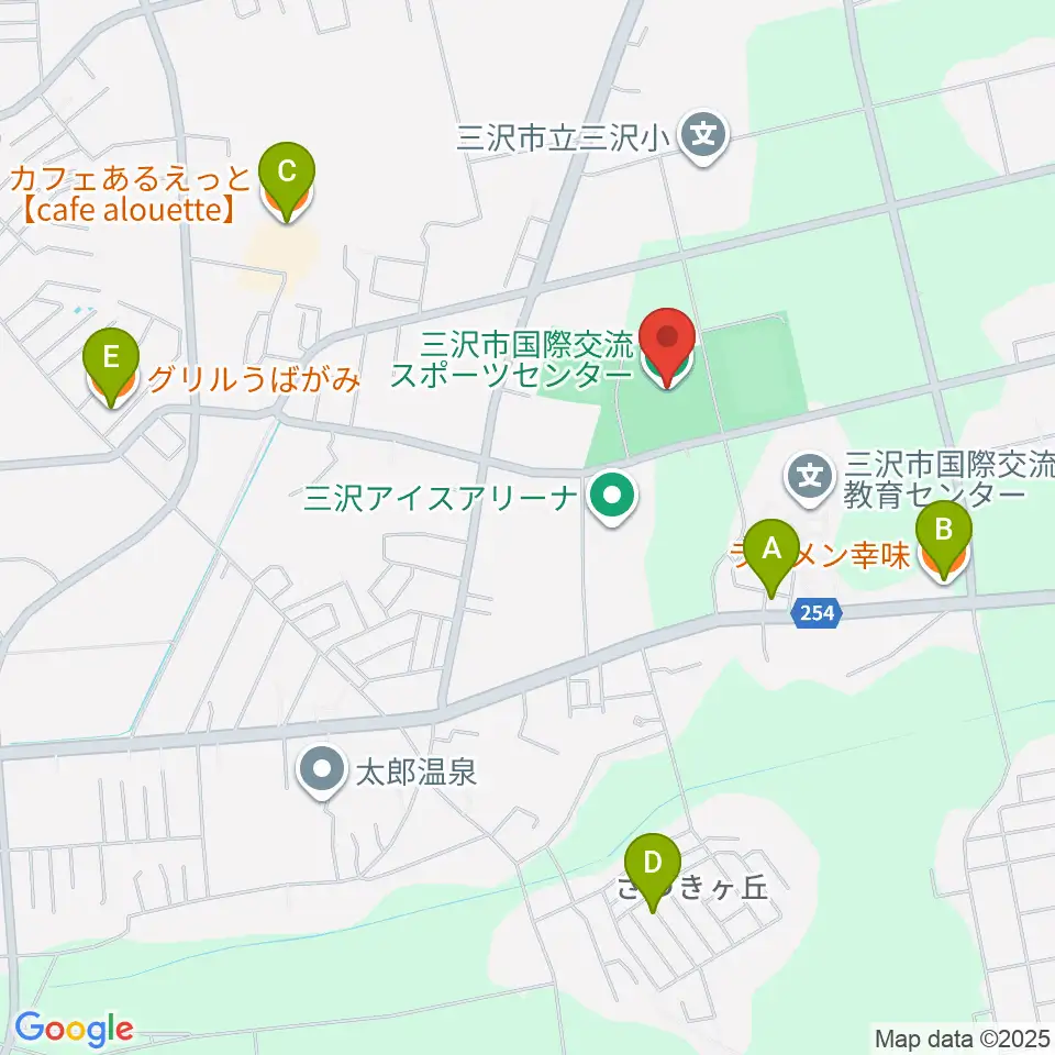 三沢市国際交流スポーツセンター周辺のファミレス・ファーストフード一覧地図