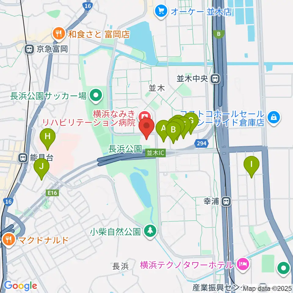 横浜市金沢スポーツセンター周辺のファミレス・ファーストフード一覧地図