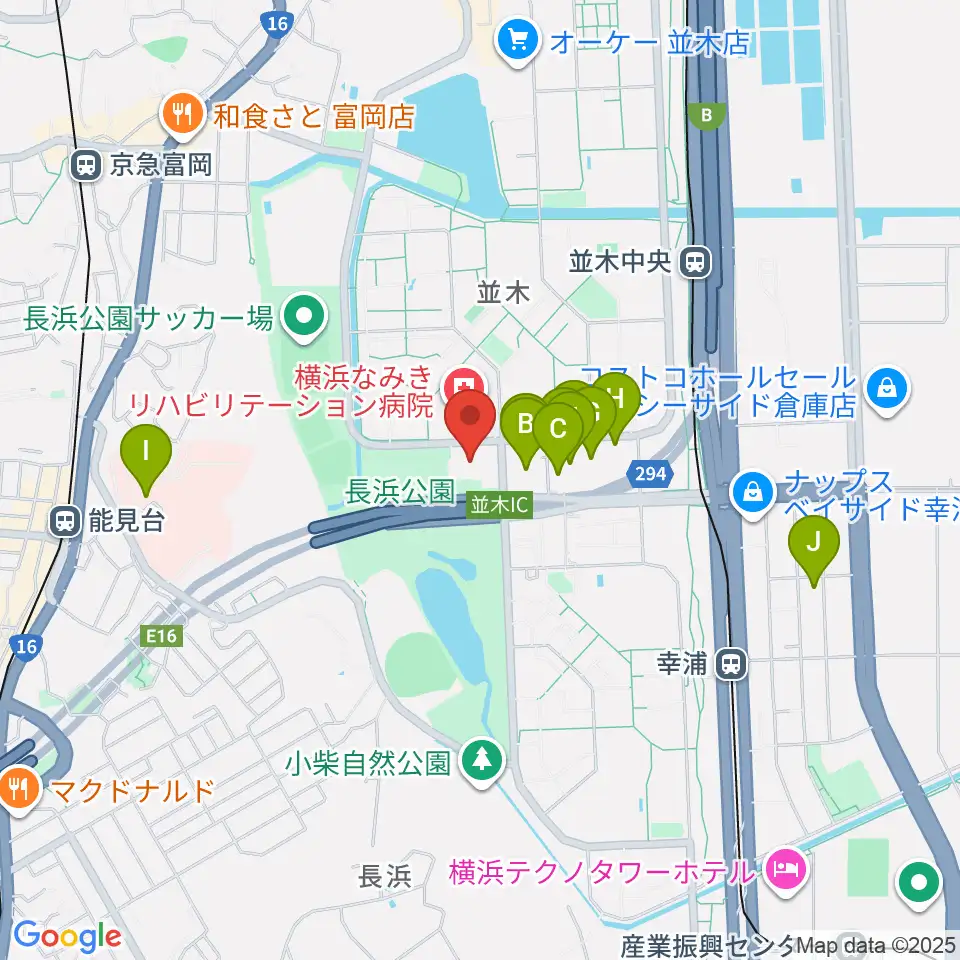 横浜市金沢スポーツセンター周辺のファミレス・ファーストフード一覧地図