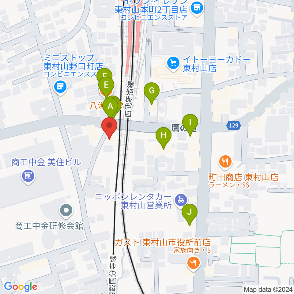 サウンド・スクエア東村山店周辺のファミレス・ファーストフード一覧地図