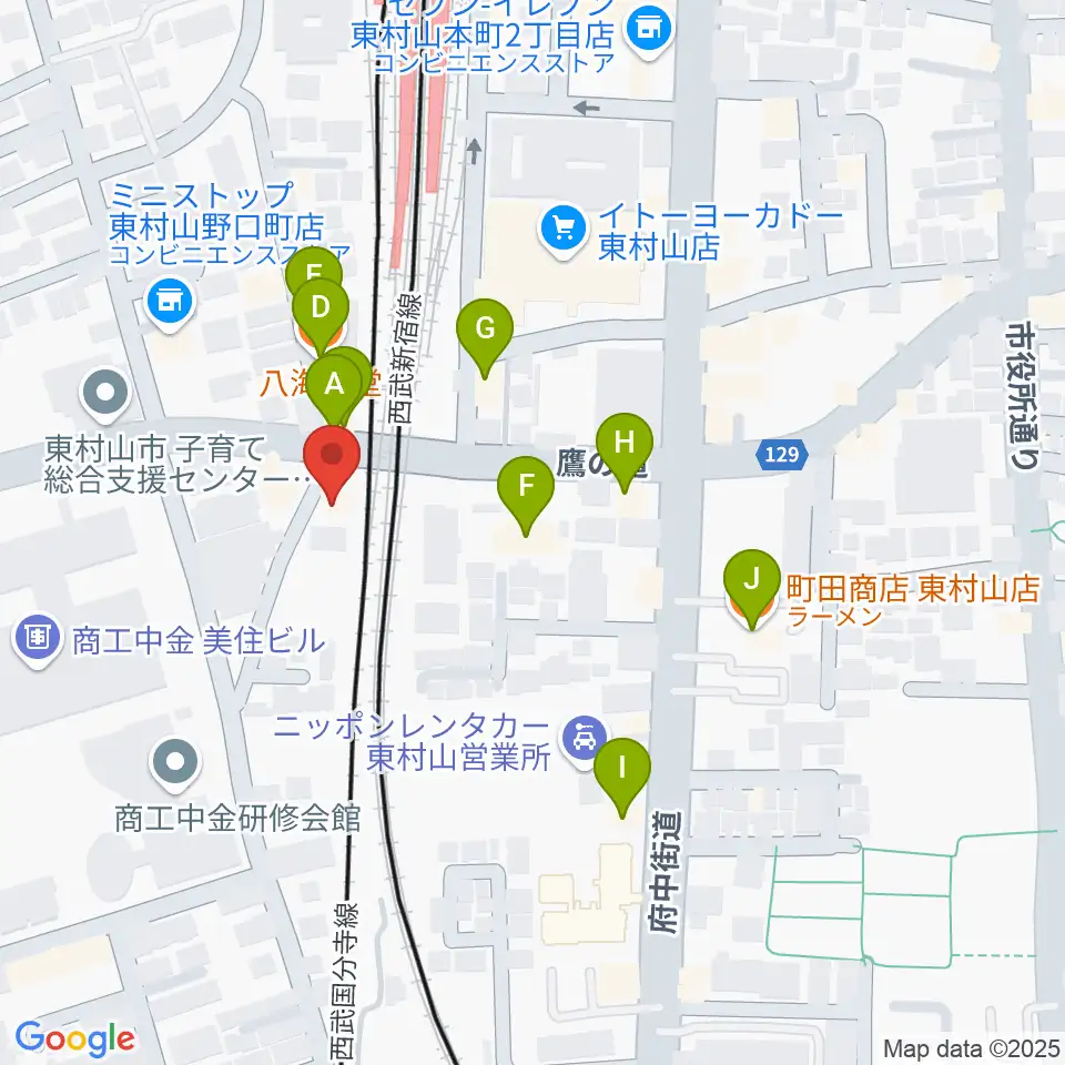 サウンド・スクエア東村山店周辺のファミレス・ファーストフード一覧地図