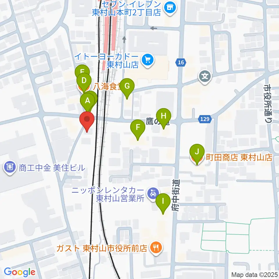 サウンド・スクエア東村山店周辺のファミレス・ファーストフード一覧地図