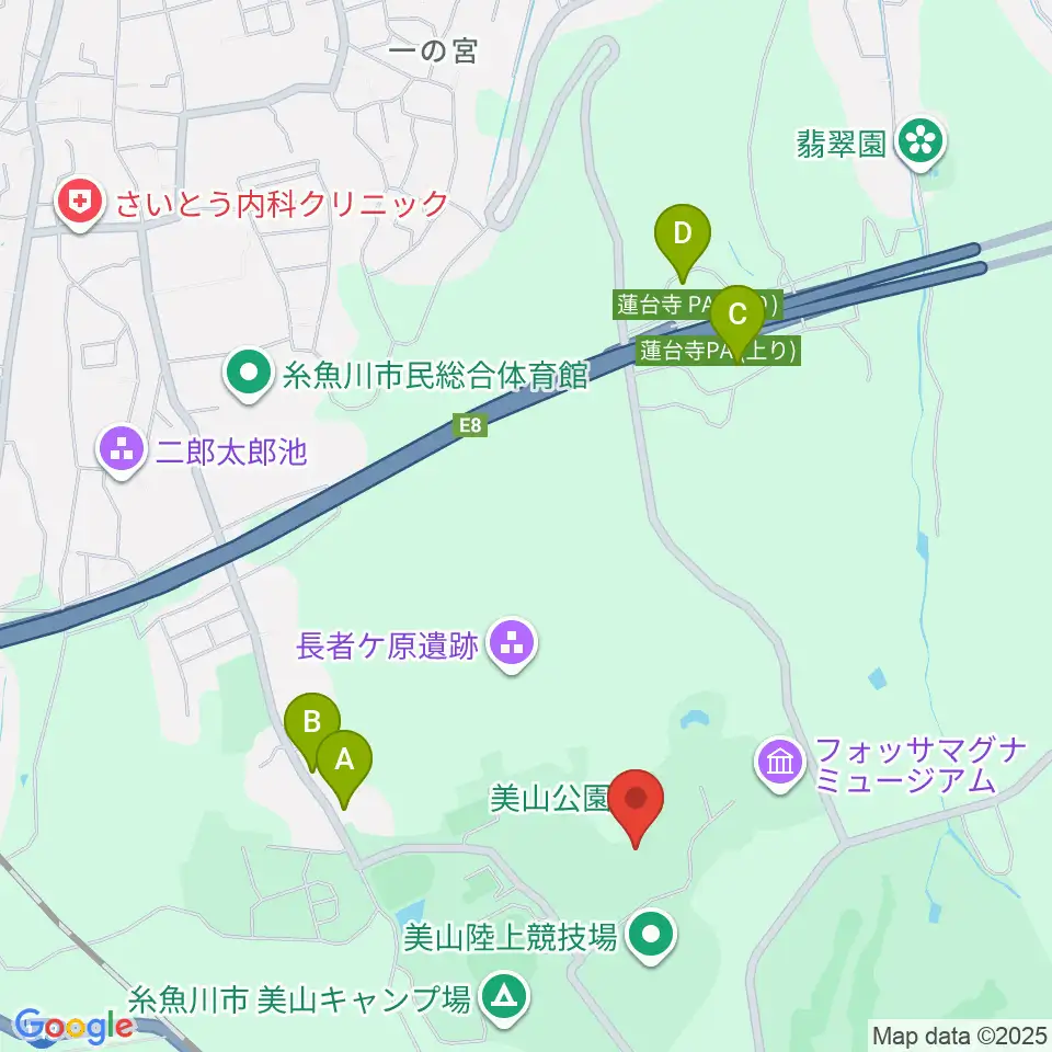 長者ケ原考古館周辺のファミレス・ファーストフード一覧地図