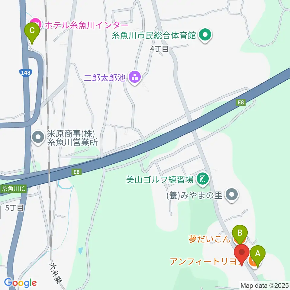美山多目的グラウンド周辺のファミレス・ファーストフード一覧地図