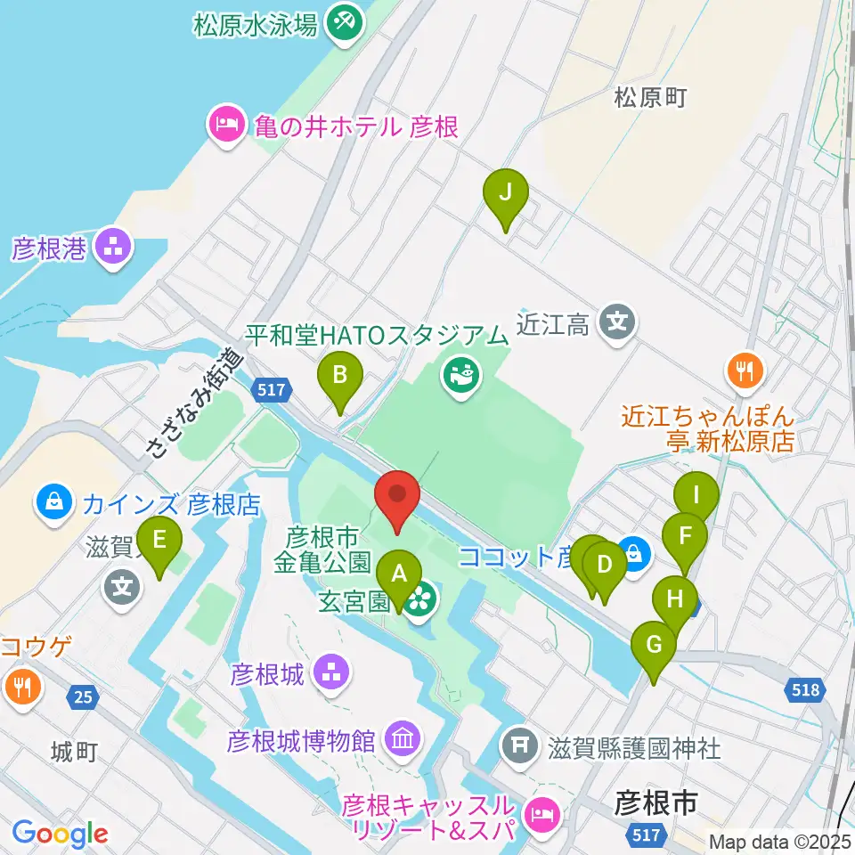 レイラックフィールド彦根周辺のファミレス・ファーストフード一覧地図