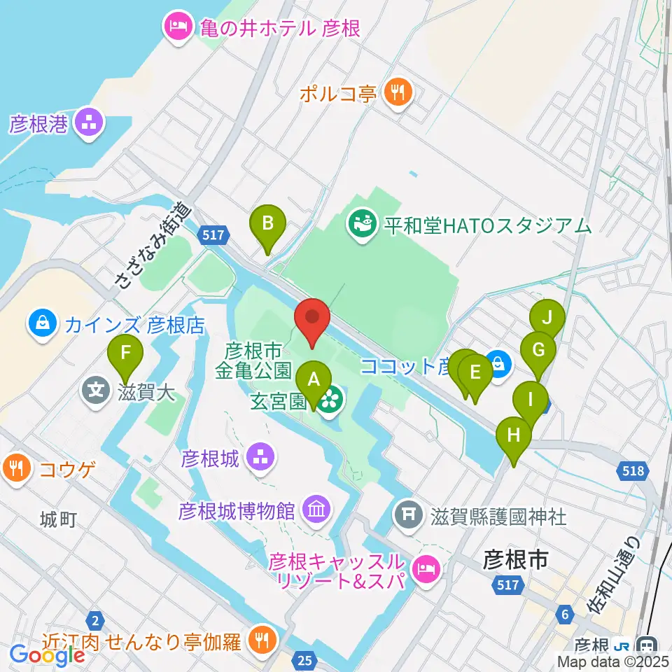 レイラックフィールド彦根周辺のファミレス・ファーストフード一覧地図