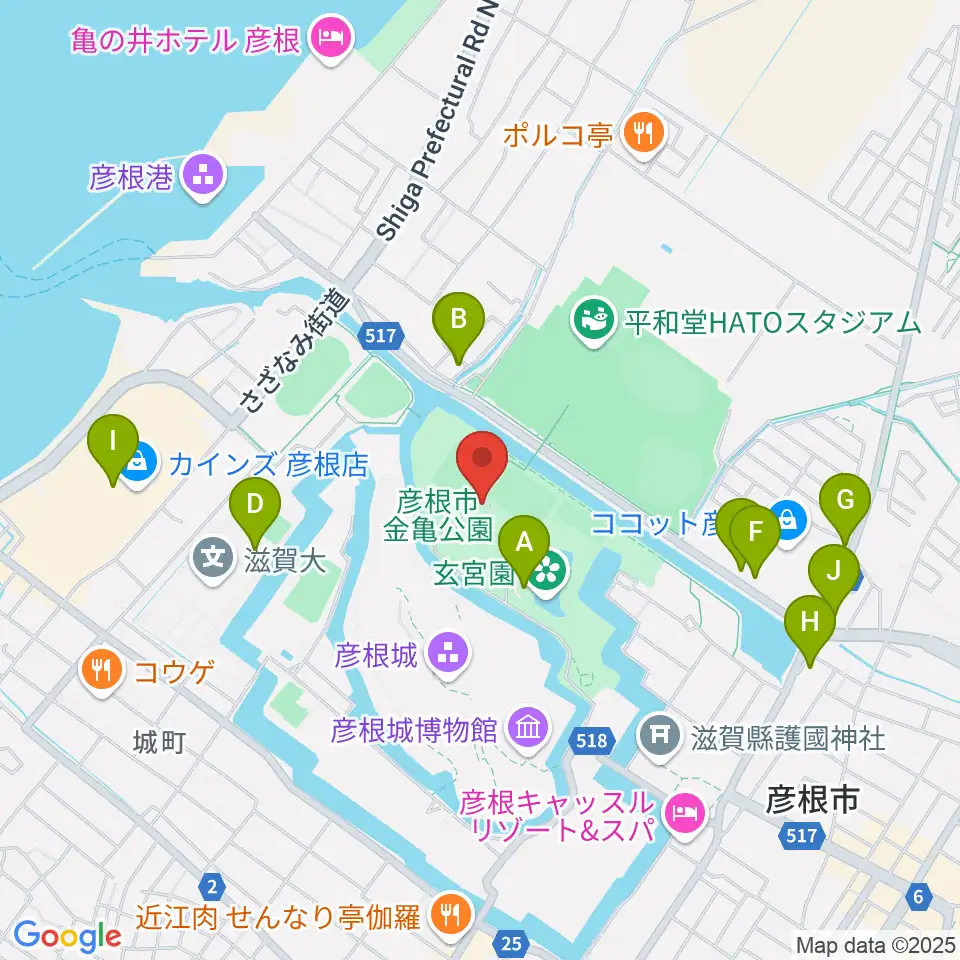 金亀公園多目的グラウンド周辺のファミレス・ファーストフード一覧地図