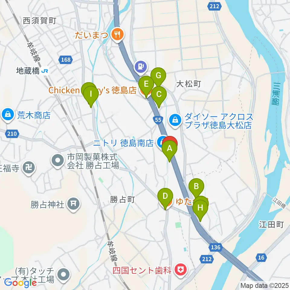 スタジオトリゴロ周辺のファミレス・ファーストフード一覧地図