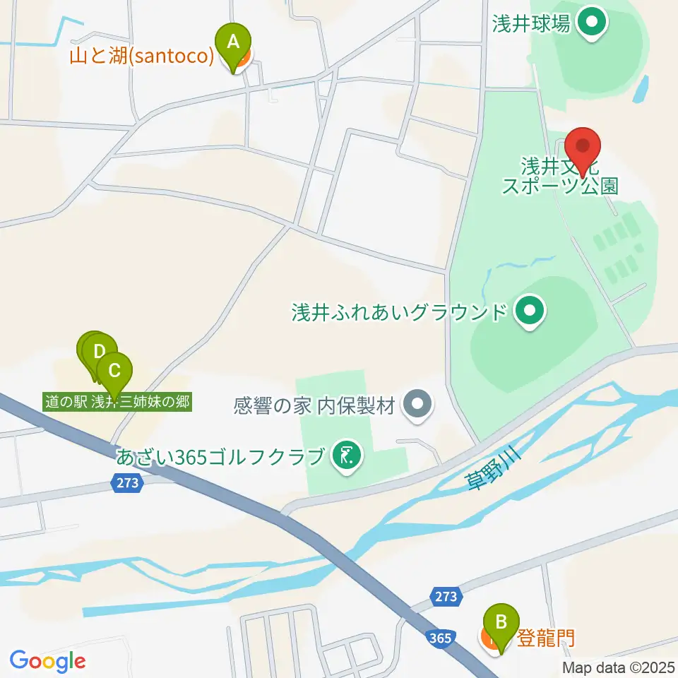 長浜市浅井B＆G海洋センター周辺のファミレス・ファーストフード一覧地図