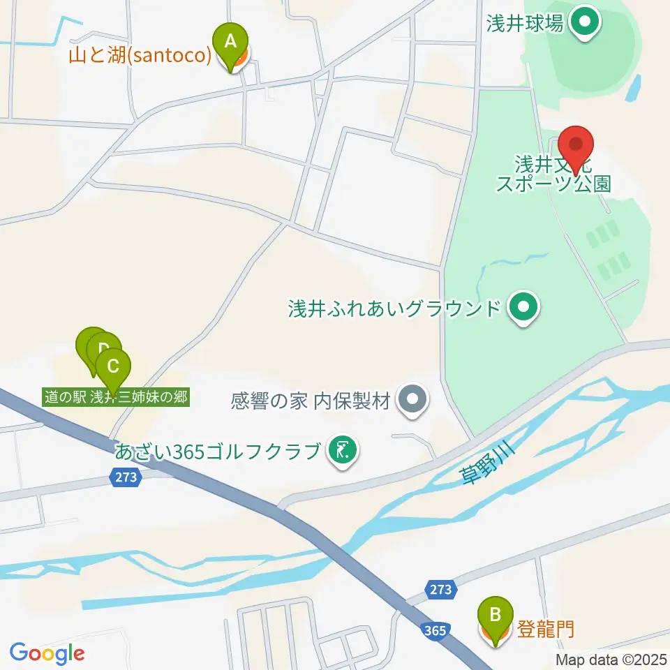 長浜市浅井B＆G海洋センター周辺のファミレス・ファーストフード一覧地図