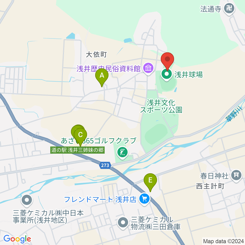 すぱーく浅井周辺のファミレス・ファーストフード一覧地図