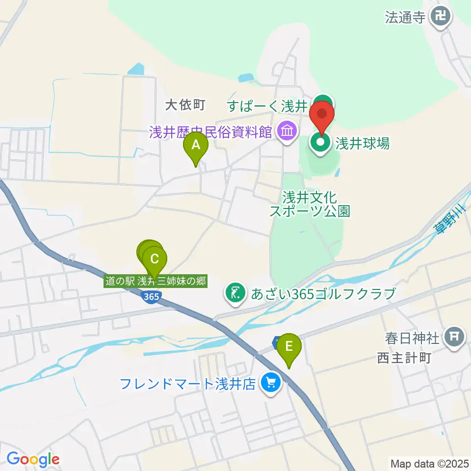 すぱーく浅井周辺のファミレス・ファーストフード一覧地図