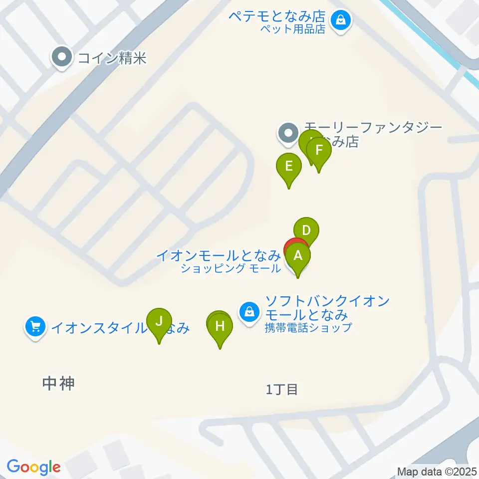 イオンシネマとなみ周辺のファミレス・ファーストフード一覧地図