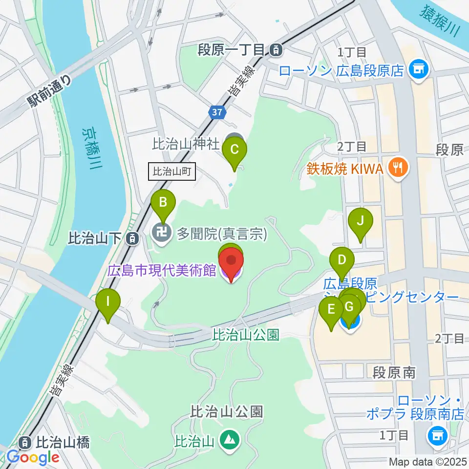 広島市現代美術館周辺のファミレス・ファーストフード一覧地図