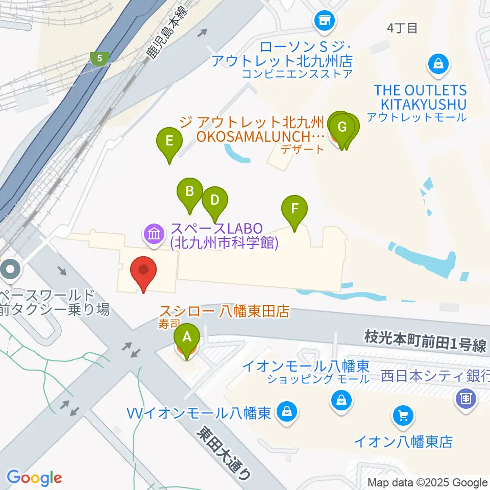 スペースLABO周辺のファミレス・ファーストフード一覧地図
