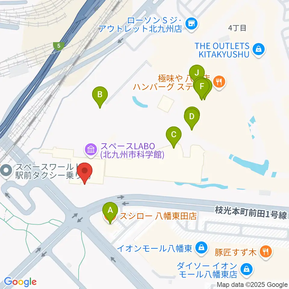 スペースLABO周辺のファミレス・ファーストフード一覧地図
