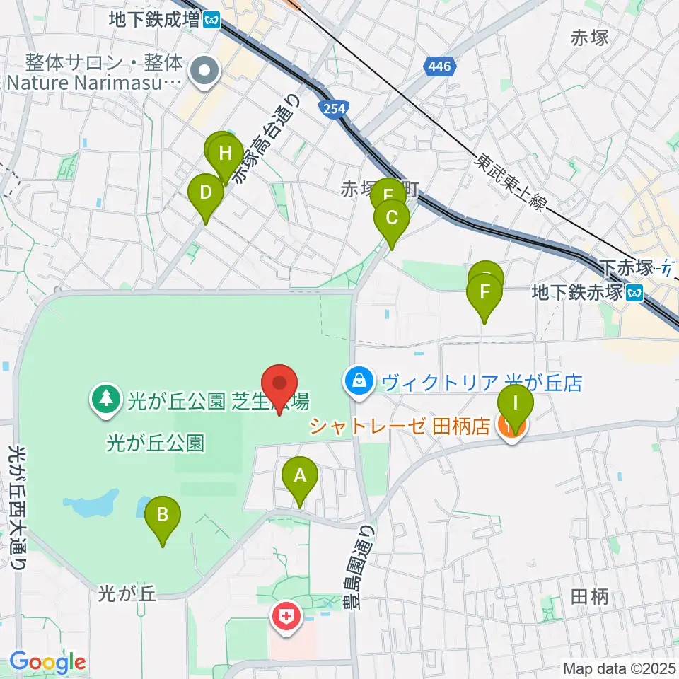 光が丘公園陸上競技場周辺のファミレス・ファーストフード一覧地図