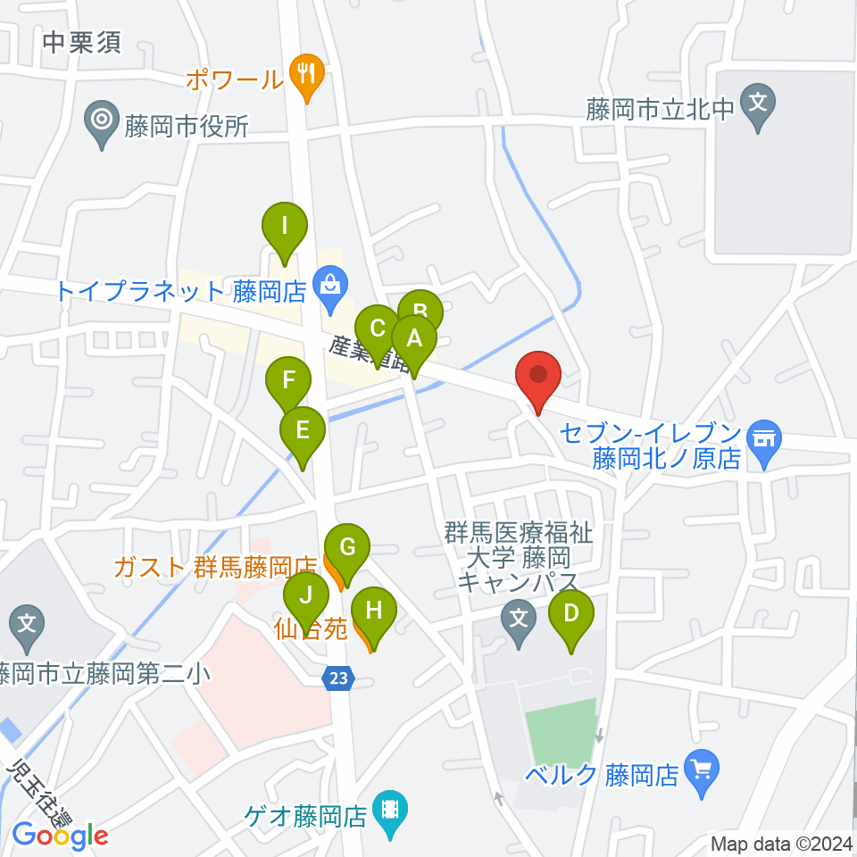 シロシバスタジオ周辺のファミレス・ファーストフード一覧地図