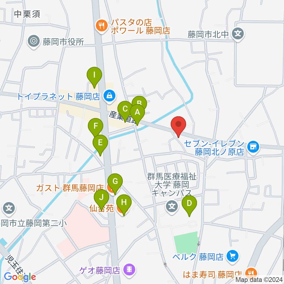 シロシバスタジオ周辺のファミレス・ファーストフード一覧地図