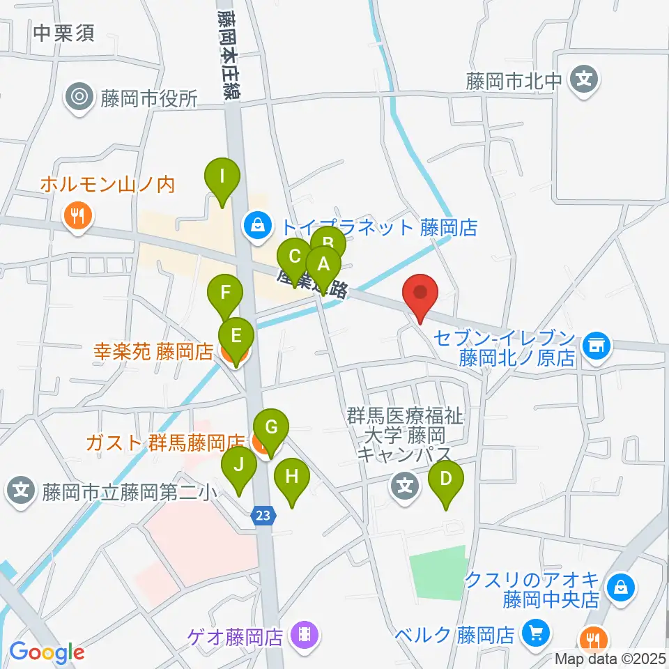 シロシバスタジオ周辺のファミレス・ファーストフード一覧地図