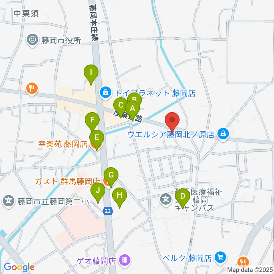 シロシバスタジオ周辺のファミレス・ファーストフード一覧地図