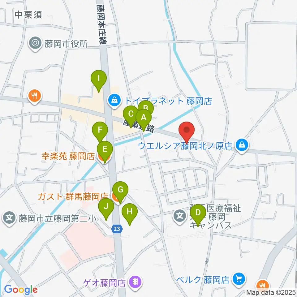 シロシバスタジオ周辺のファミレス・ファーストフード一覧地図