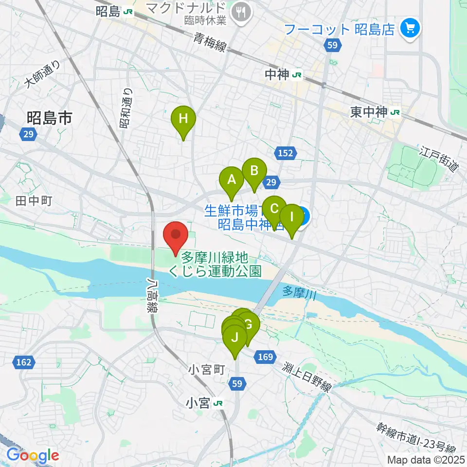 くじら運動公園少年サッカー場周辺のファミレス・ファーストフード一覧地図