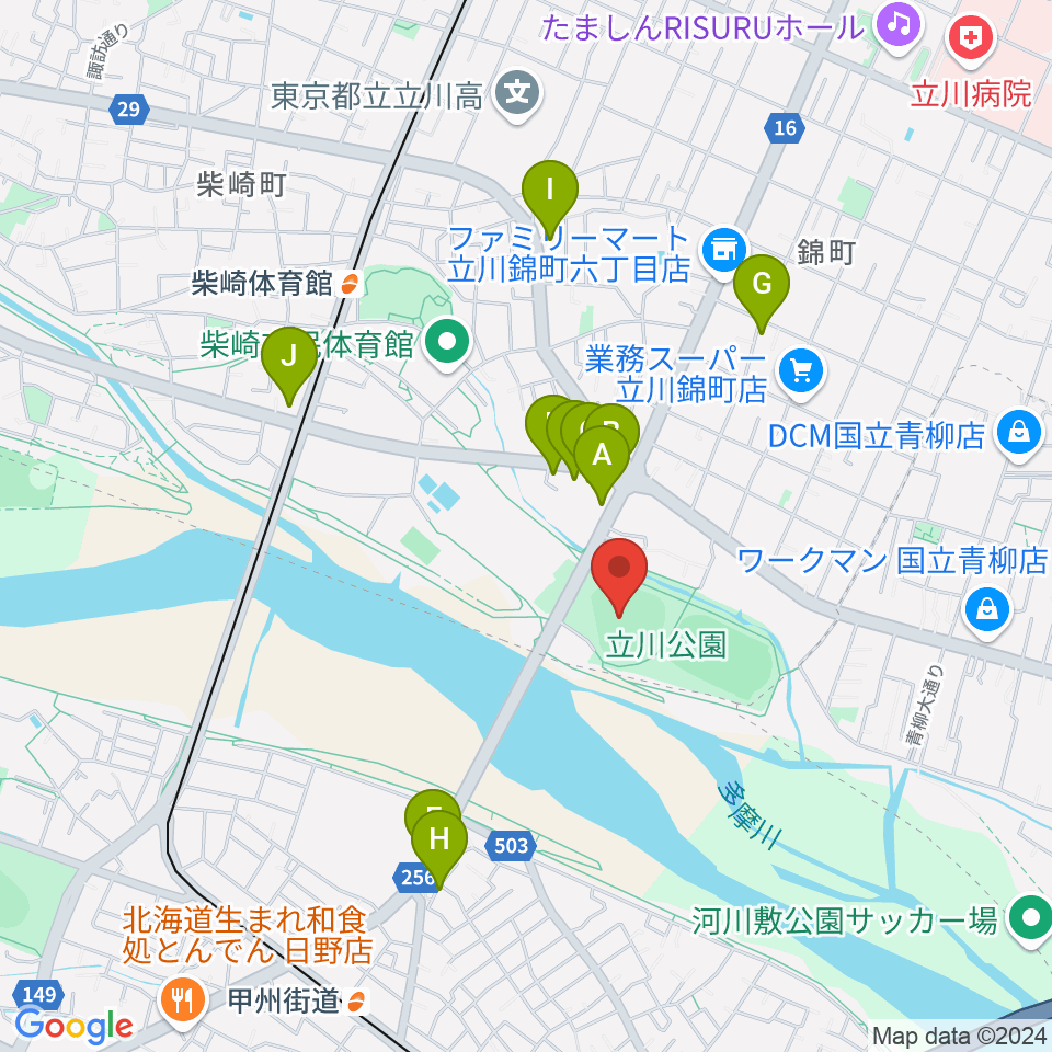 コトブキヤスタジアム周辺のファミレス・ファーストフード一覧地図