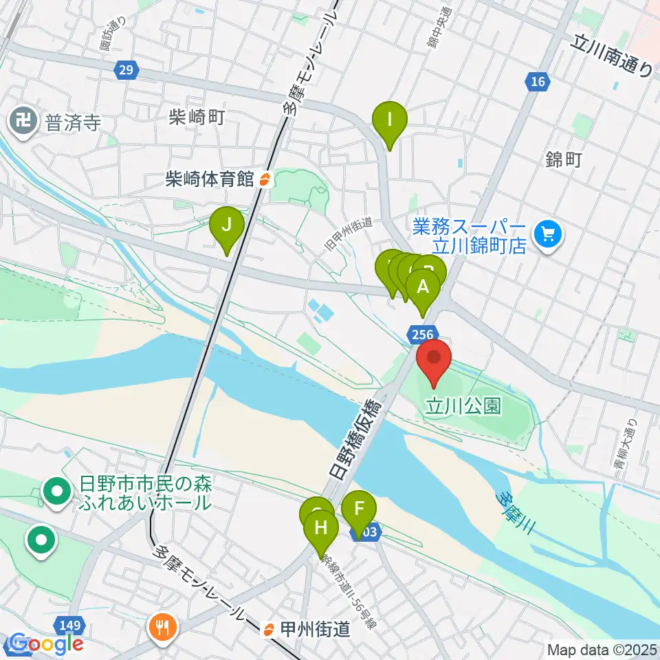 コトブキヤスタジアム周辺のファミレス・ファーストフード一覧地図