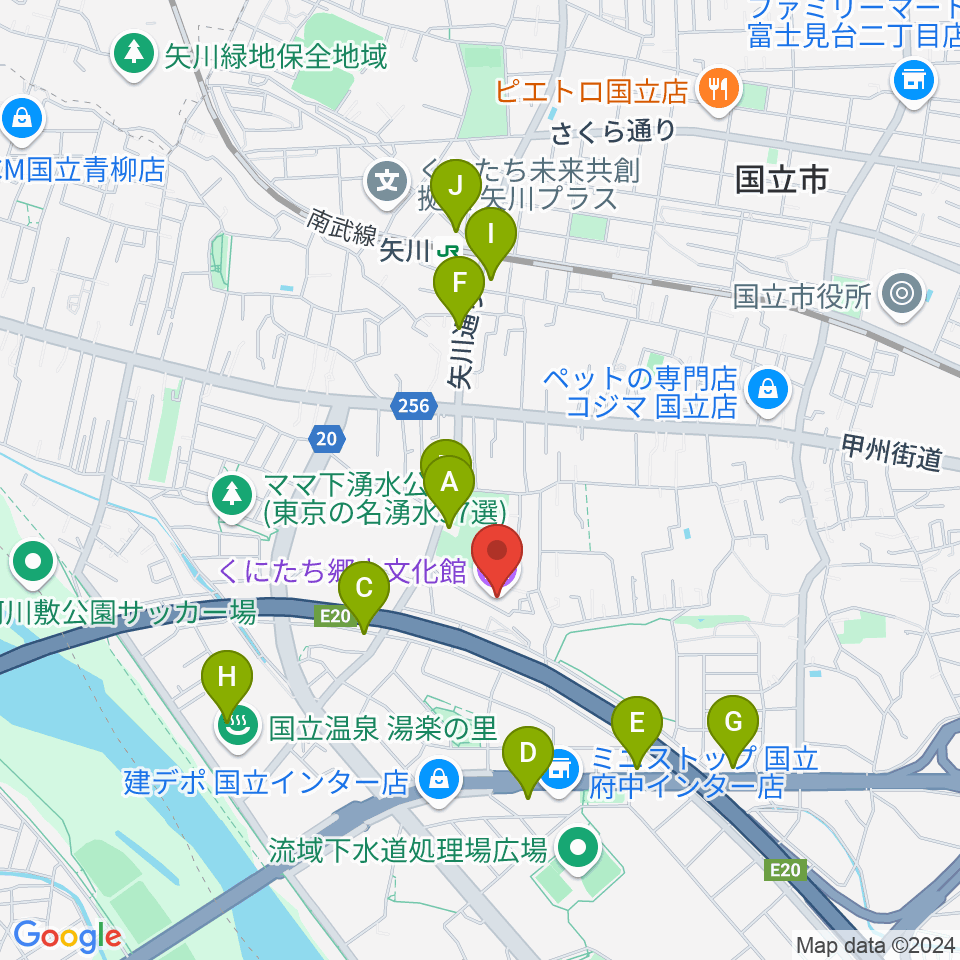 くにたち郷土文化館周辺のファミレス・ファーストフード一覧地図