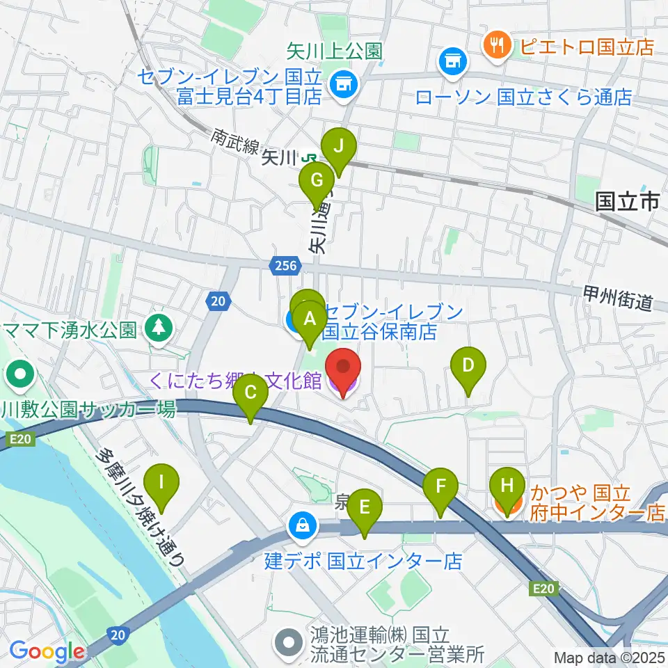 くにたち郷土文化館周辺のファミレス・ファーストフード一覧地図