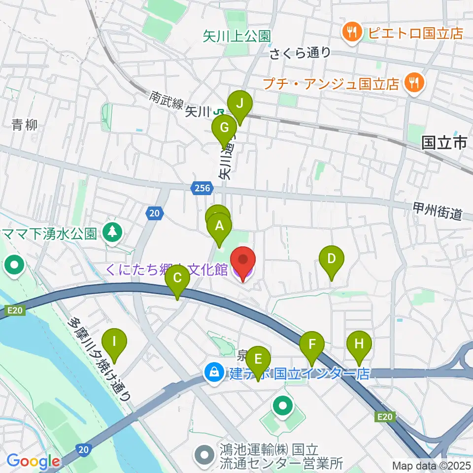 くにたち郷土文化館周辺のファミレス・ファーストフード一覧地図