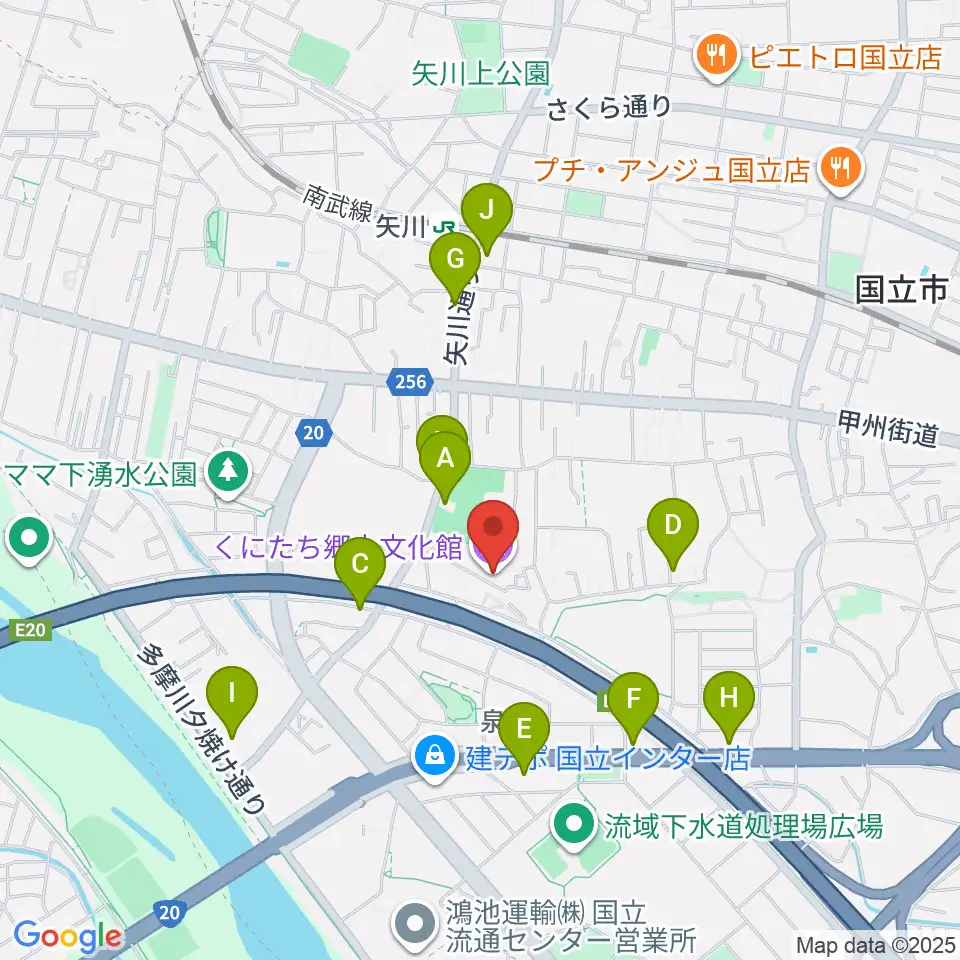 くにたち郷土文化館周辺のファミレス・ファーストフード一覧地図