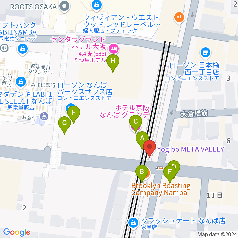 Yogibo META VALLEY周辺のファミレス・ファーストフード一覧地図