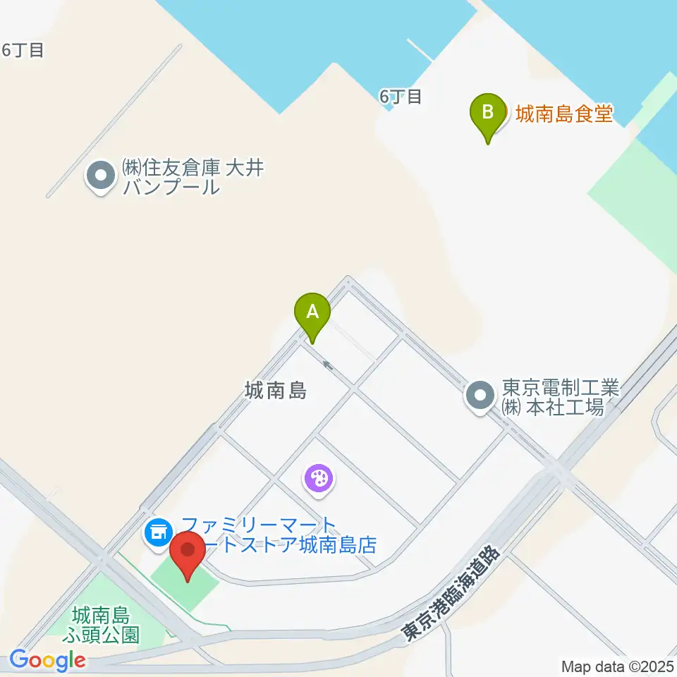 城南島ポートグランド周辺のファミレス・ファーストフード一覧地図