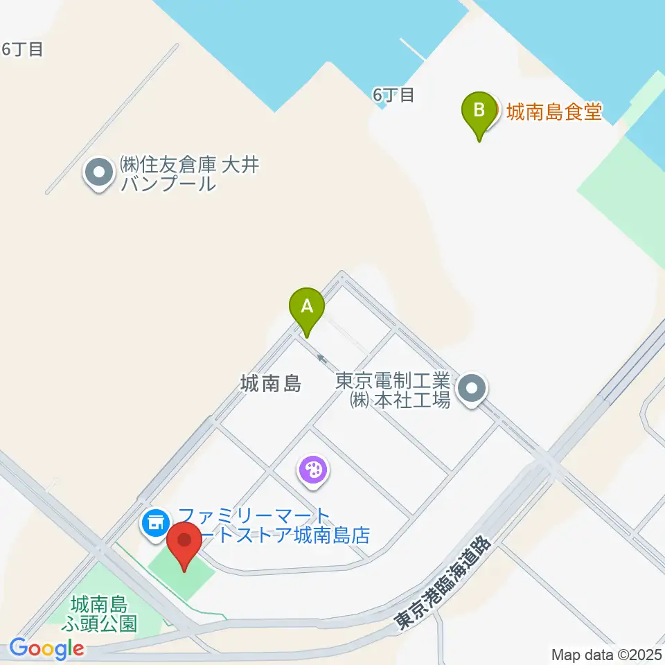 城南島ポートグランド周辺のファミレス・ファーストフード一覧地図