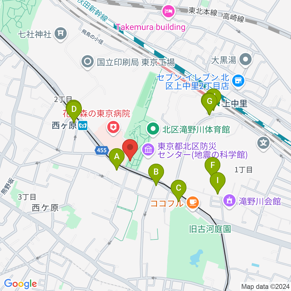 地震の科学館周辺のファミレス・ファーストフード一覧地図