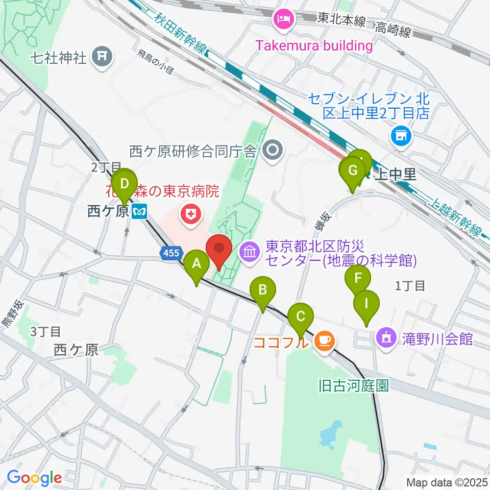 地震の科学館周辺のファミレス・ファーストフード一覧地図