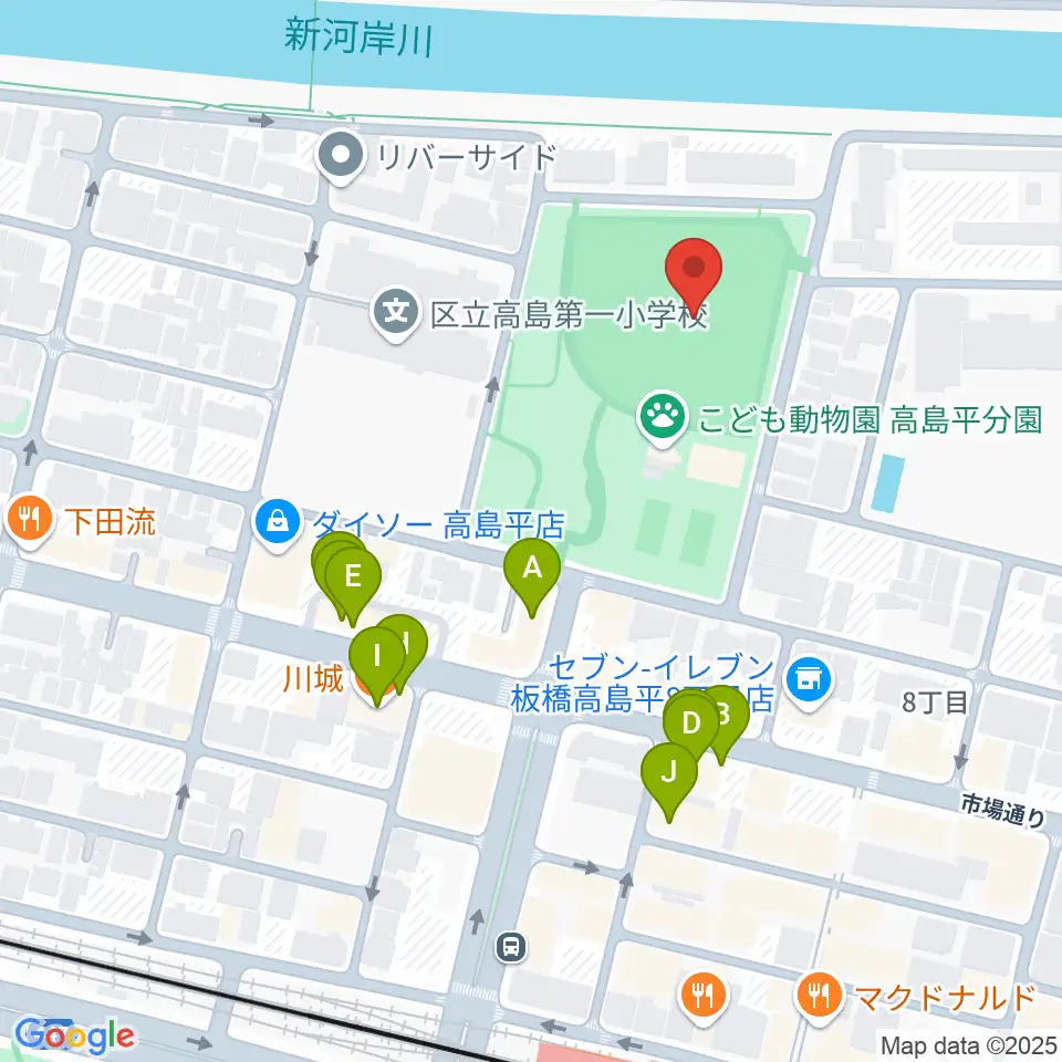 徳丸ヶ原野球場周辺のファミレス・ファーストフード一覧地図