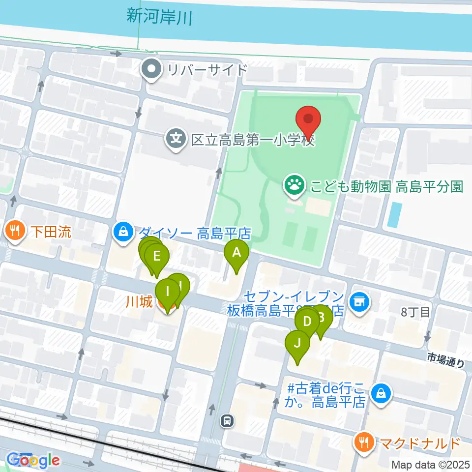徳丸ヶ原野球場周辺のファミレス・ファーストフード一覧地図