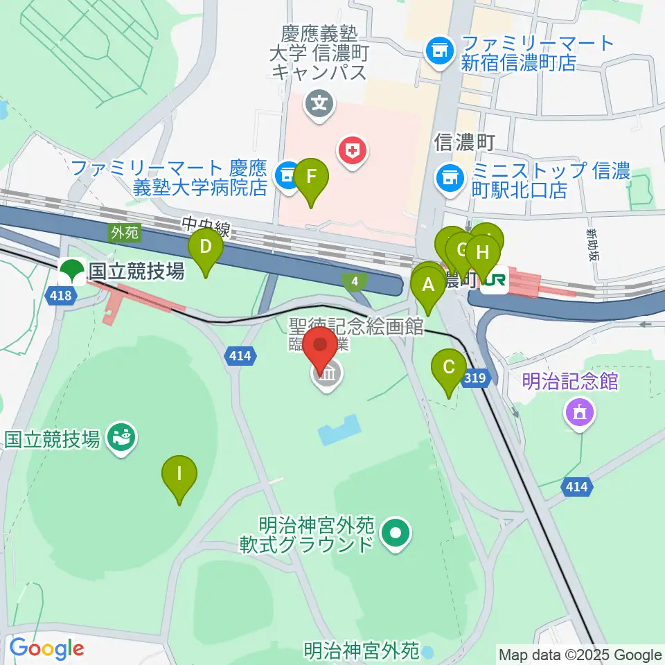聖徳記念絵画館周辺のファミレス・ファーストフード一覧地図