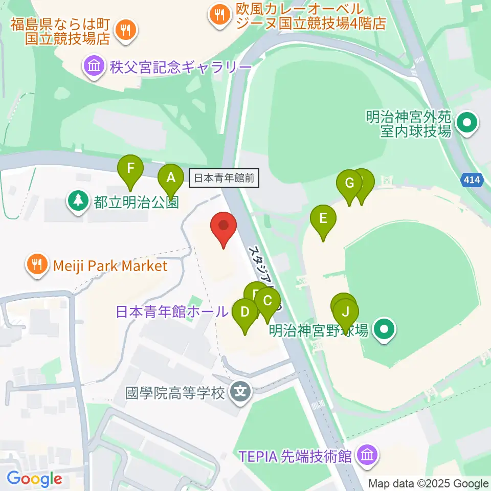 日本オリンピックミュージアム周辺のファミレス・ファーストフード一覧地図