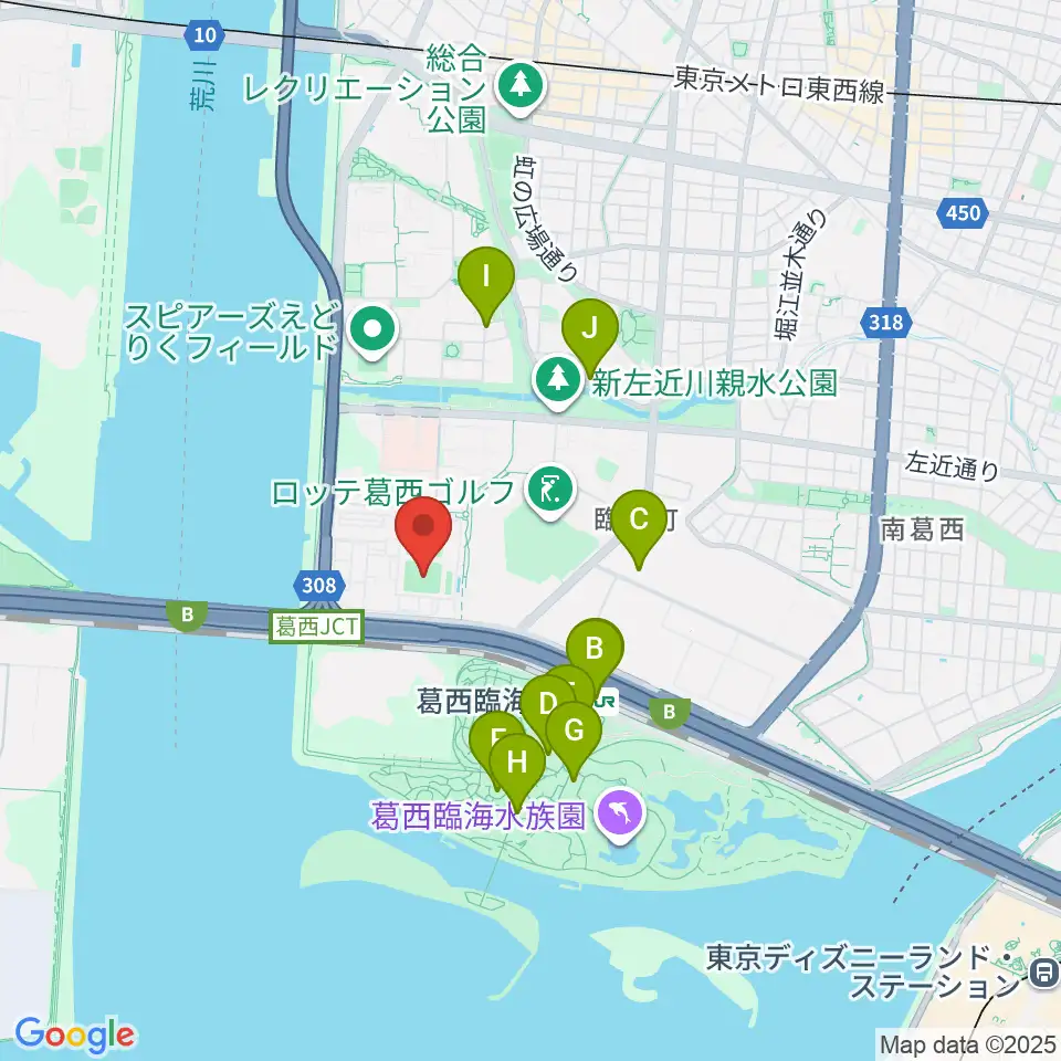 江戸川区臨海球技場野球場周辺のファミレス・ファーストフード一覧地図