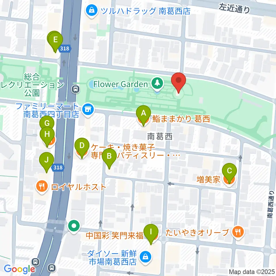 フラワーガーデンステージ周辺のファミレス・ファーストフード一覧地図