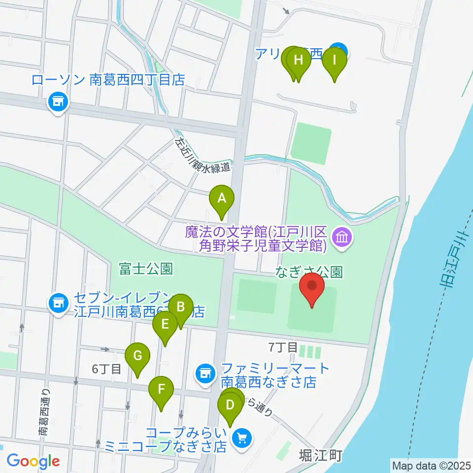 なぎさ公園少年野球場広場周辺のファミレス・ファーストフード一覧地図