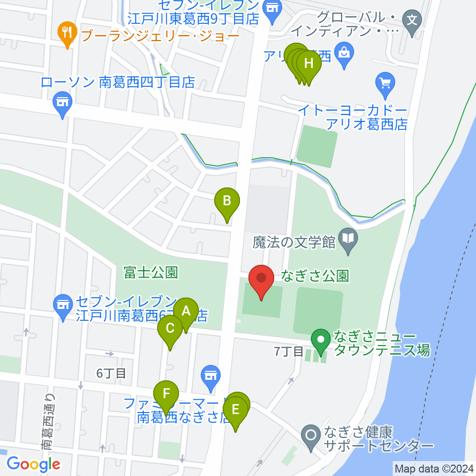 なぎさ公園スポーツ広場周辺のファミレス・ファーストフード一覧地図