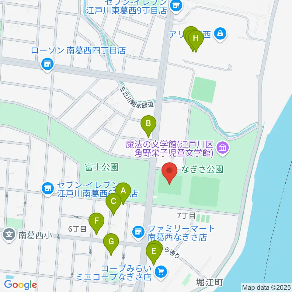 なぎさ公園スポーツ広場周辺のファミレス・ファーストフード一覧地図