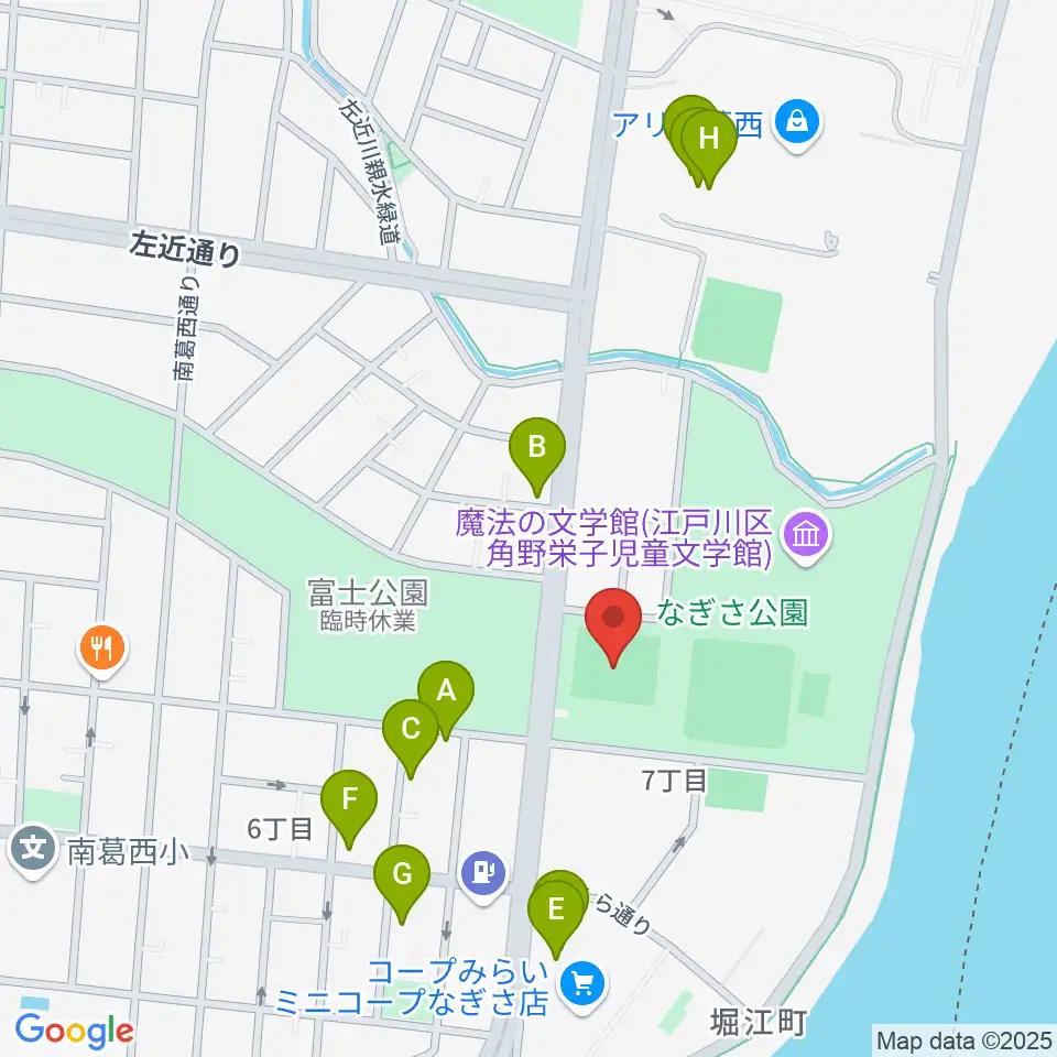 なぎさ公園スポーツ広場周辺のファミレス・ファーストフード一覧地図